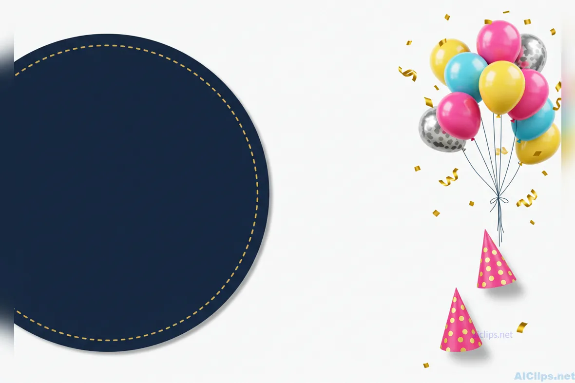 Festive Background with Balloons and Party Hats