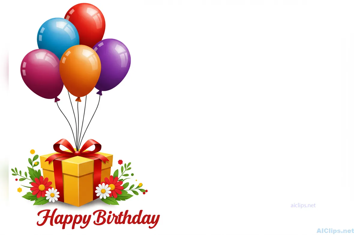 Festive Birthday Celebration Graphic with Balloons
