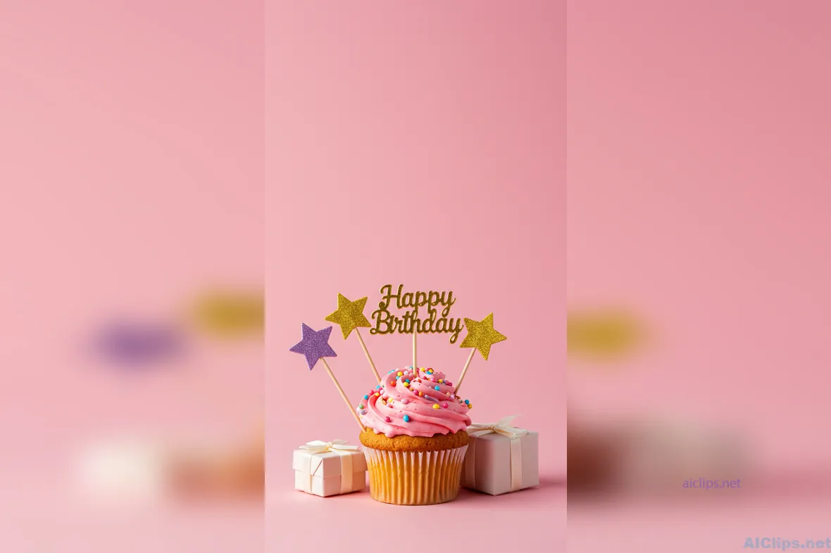 Festive Birthday Cupcake with Gifts - Perfect for Celebrations