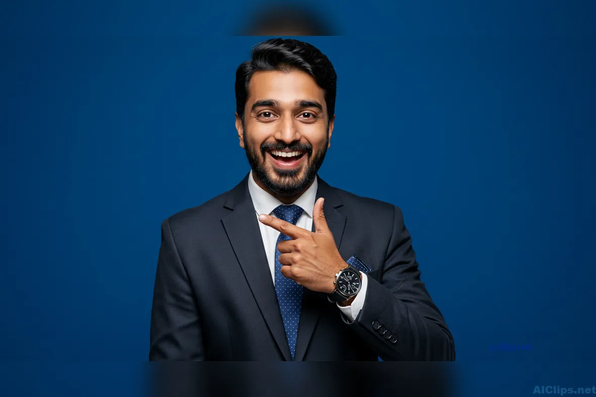 Confident Business Professional on Blue Background