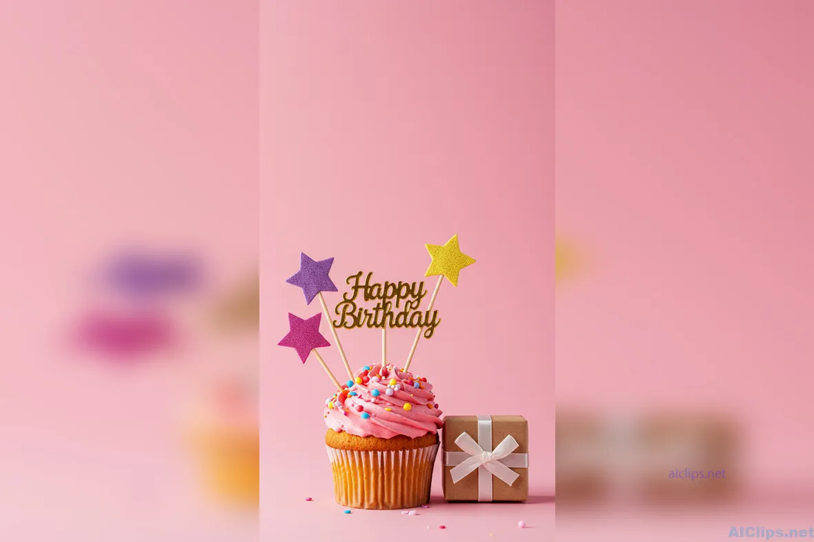 Delightful Birthday Cupcake with Colorful Decor