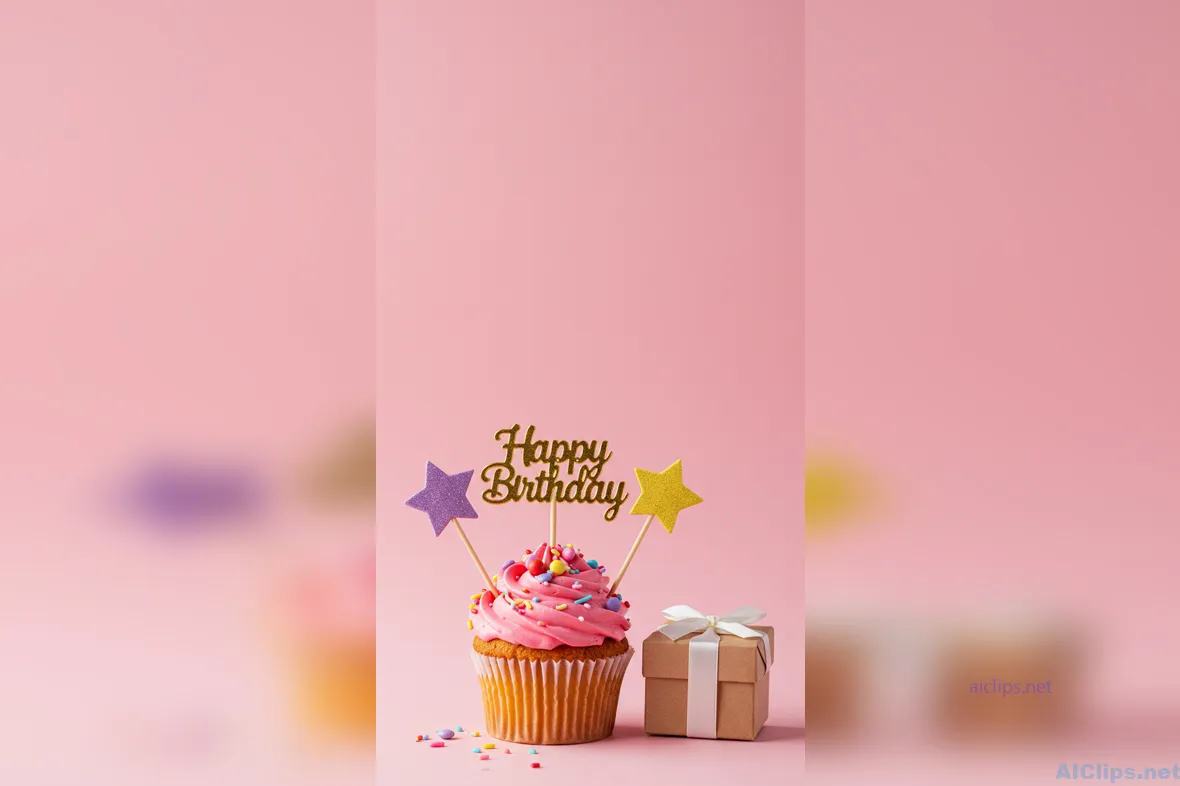 Delightful Birthday Cupcake with Gift Box
