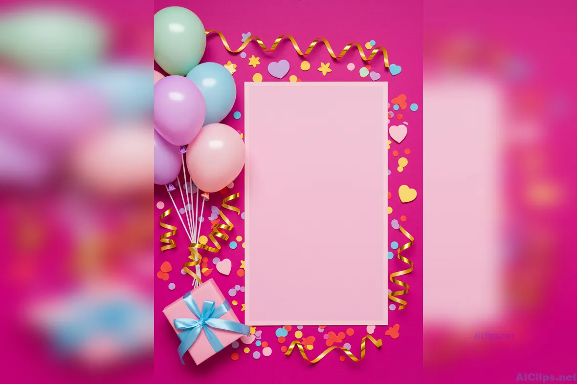 Festive Background with Balloons and Gift Box