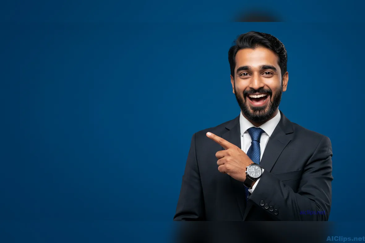 Confident Professional Man Pointing - Studio Portrait