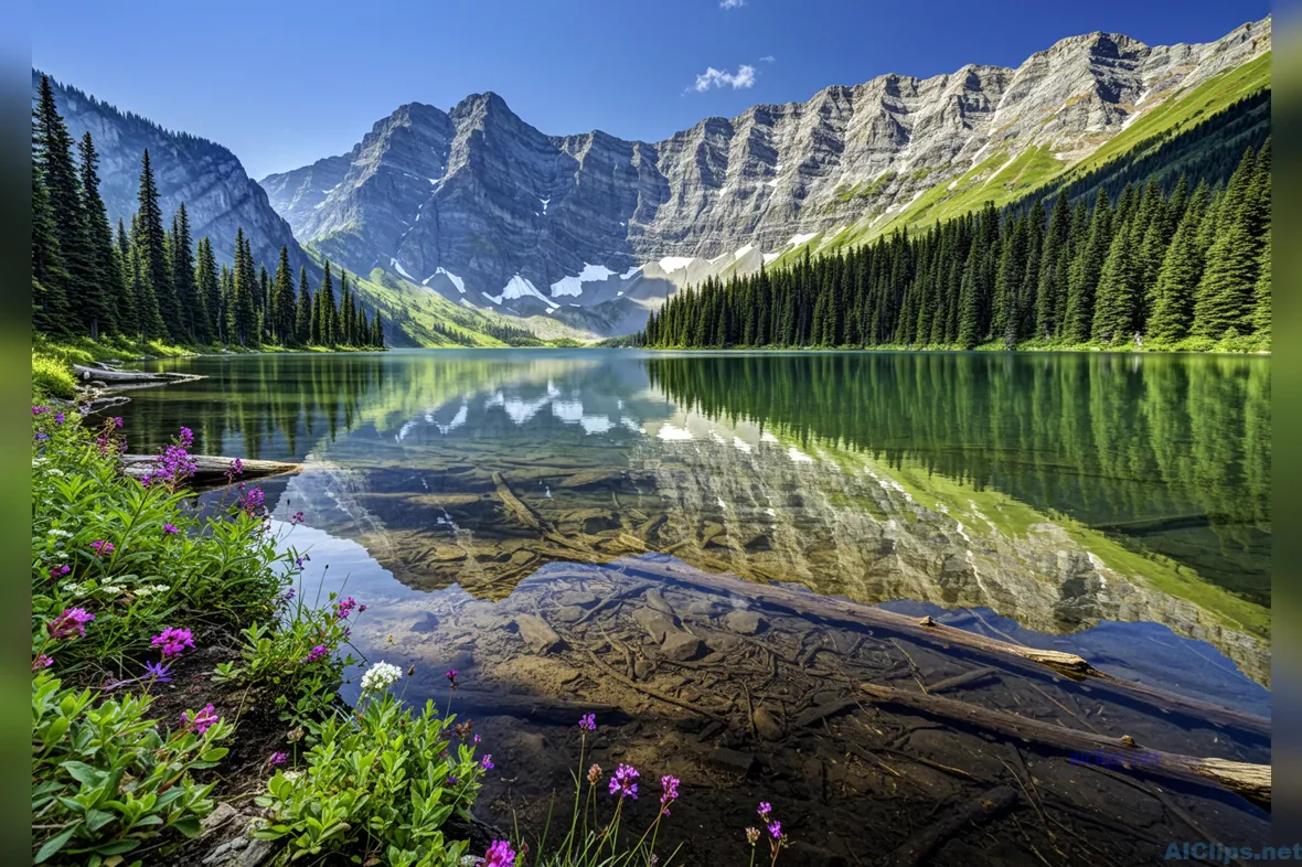 Breathtaking Mountain Lake Landscape with Reflections