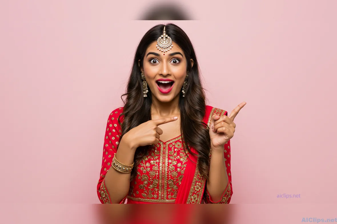 Elegant Indian Woman Celebrating in Traditional Attire