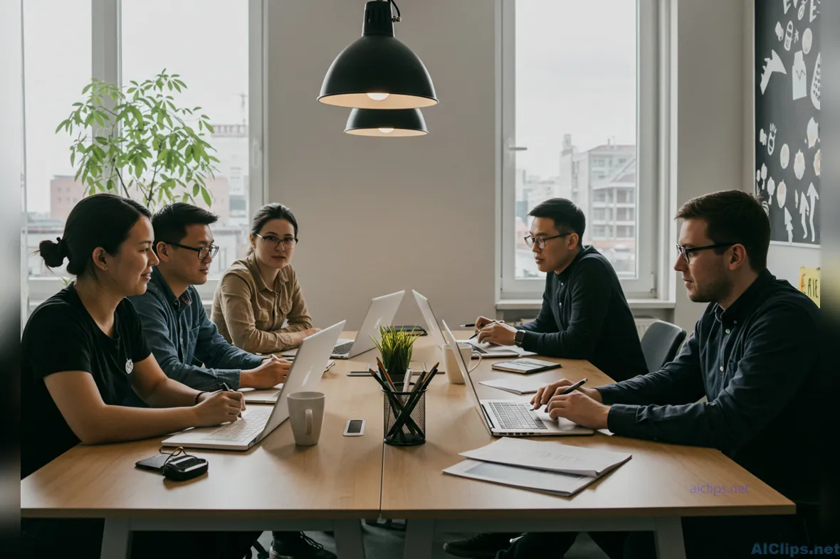Collaborative Office Meeting Setting with Professionals