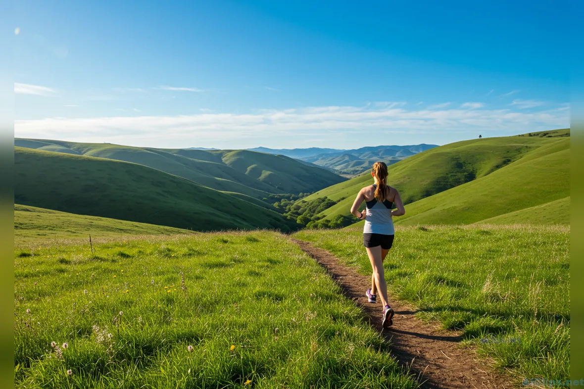 Scenic Running Trail in Lush Green Hills