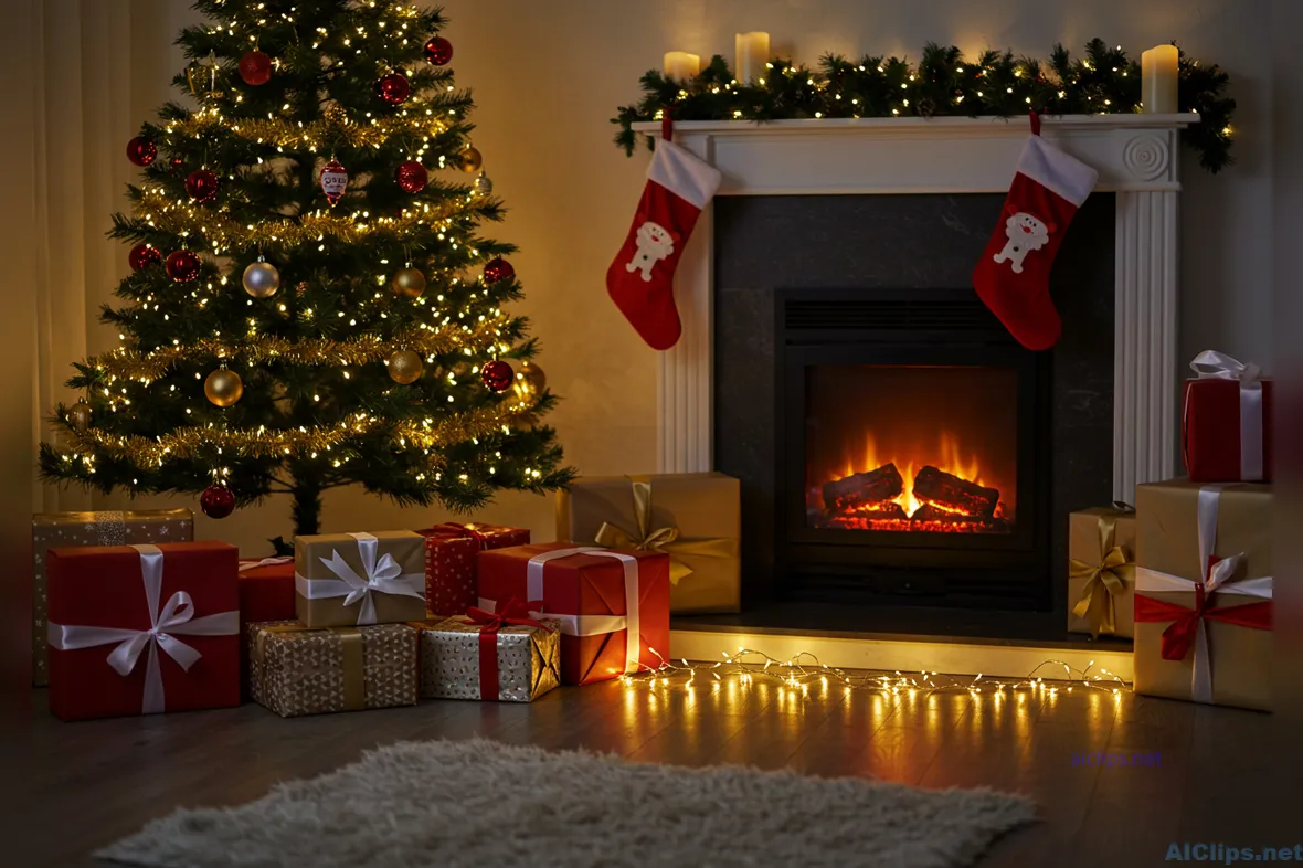 Cozy Christmas Living Room Decor with Fireplace