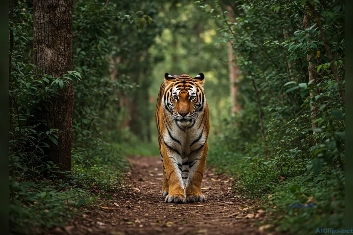 Majestic Tiger in Lush Forest Setting