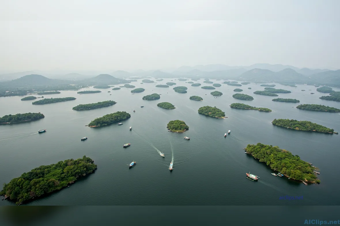 Scenic Aerial View of Lush Green Islands