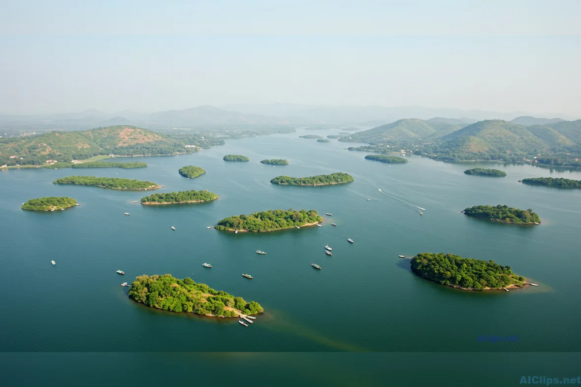 Stunning Aerial View of Serene Islands and Waterways