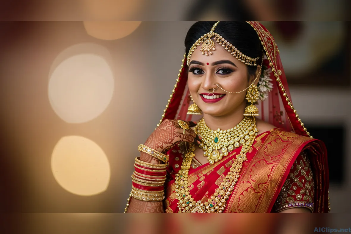 Elegant Indian Bridal Fashion with Traditional Jewelry
