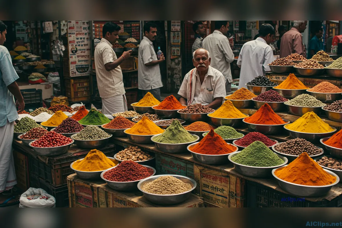 Indian Spice Market Scene for Culinary Projects