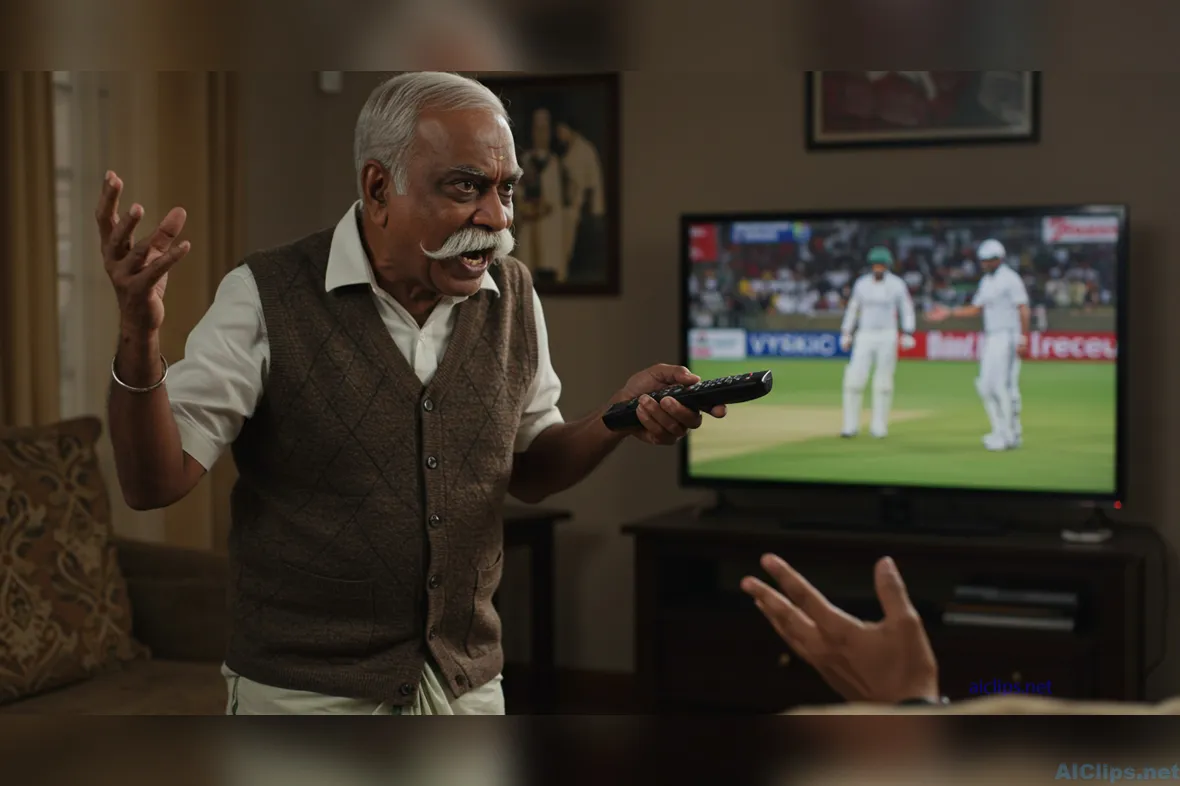 Emotional Sports Fanatic Engaged in Cricket Match