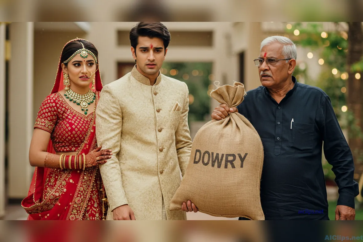 Traditional Indian Wedding Scene with Dowry Concept