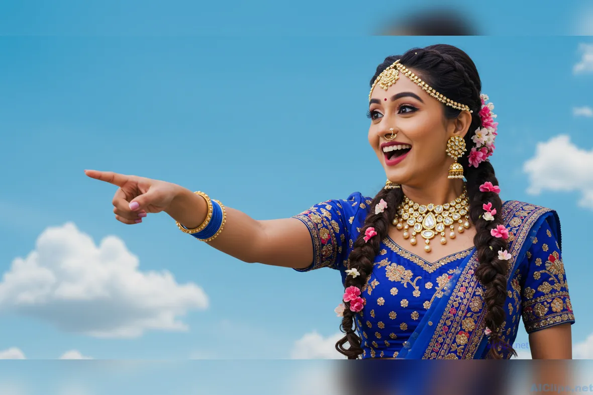 Vibrant Traditional Indian Woman Celebrating Joy