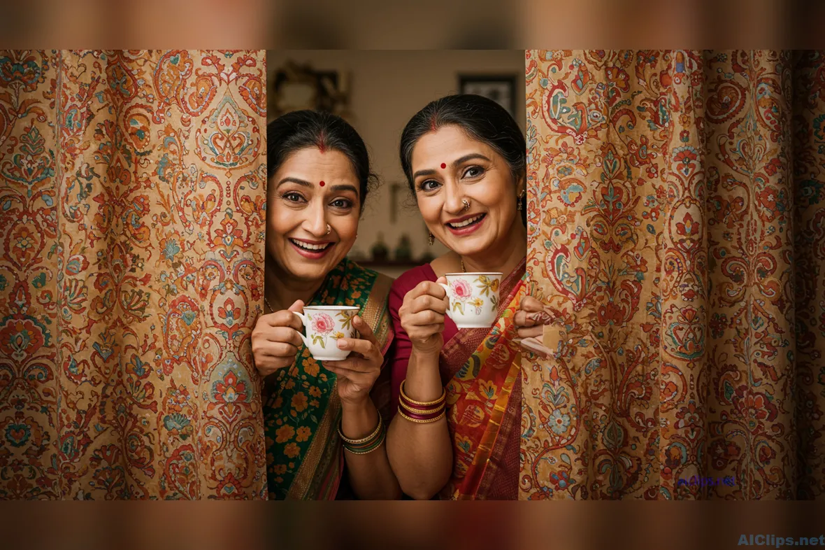 Joyful Moments: Indian Women Enjoying Tea Together