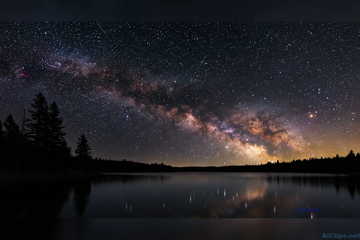 Stunning Night Sky Over Serene Lake