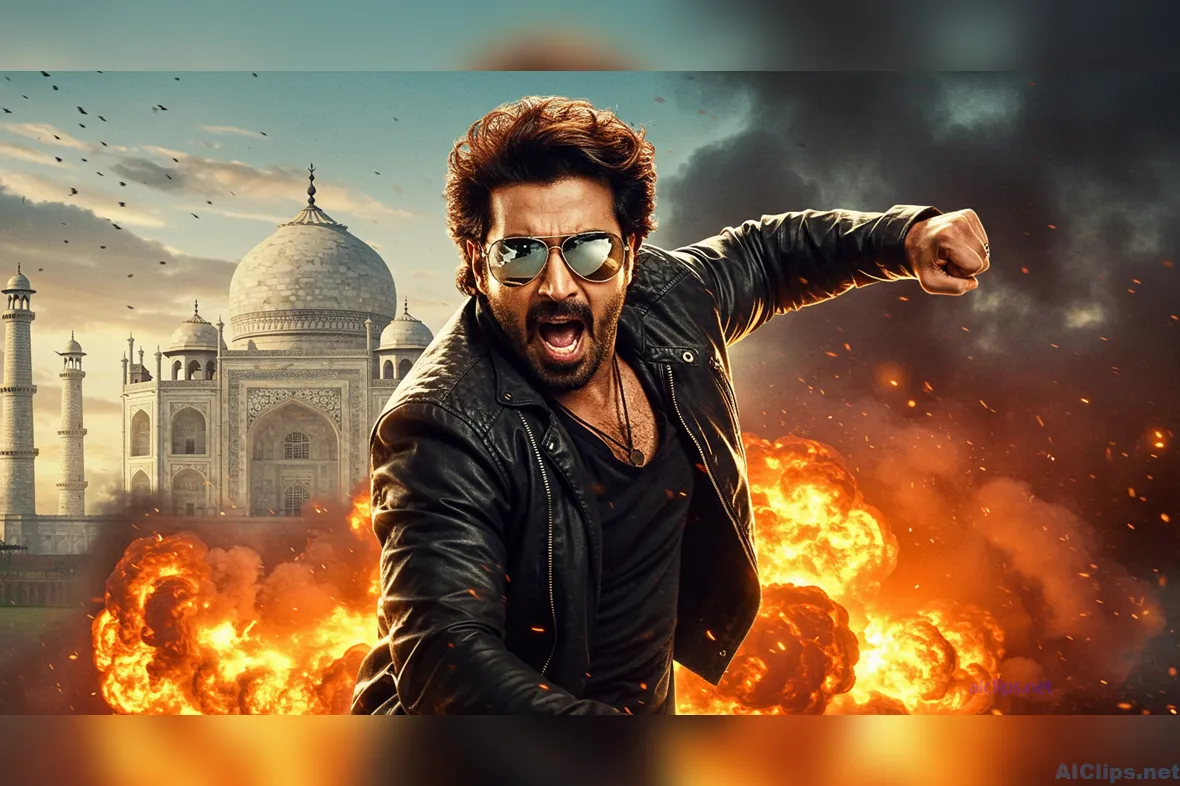Dynamic Action Scene in Front of the Taj Mahal