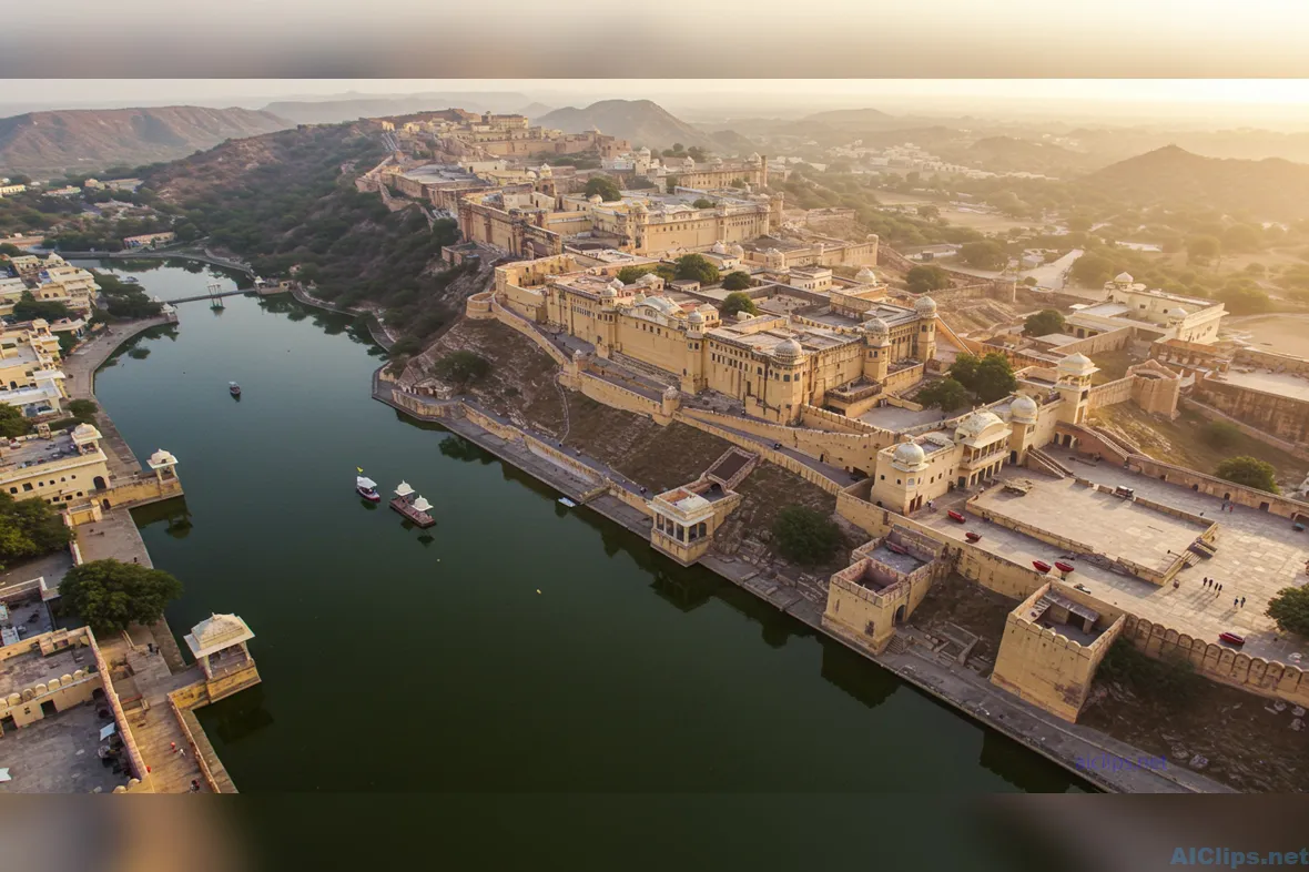Aerial View of Majestic Fort in Rajasthan, India