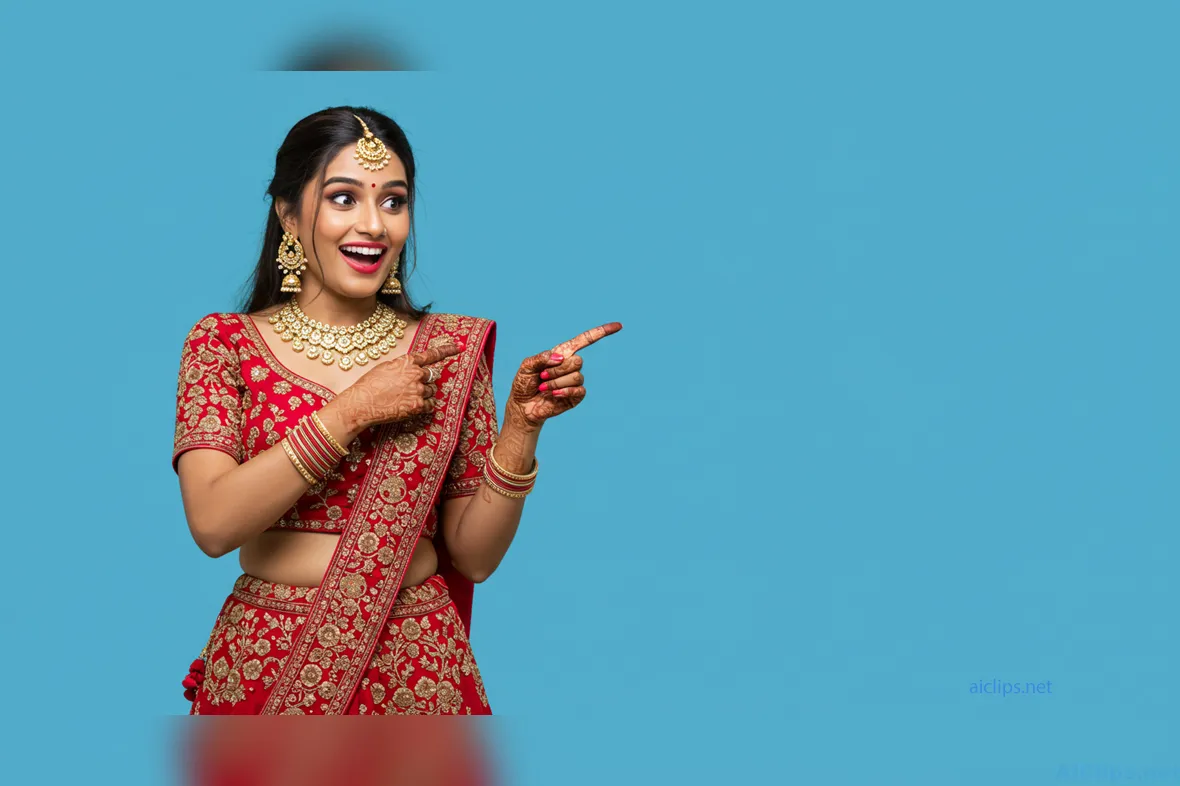 Vibrant Indian Woman in Traditional Attire Celebrating