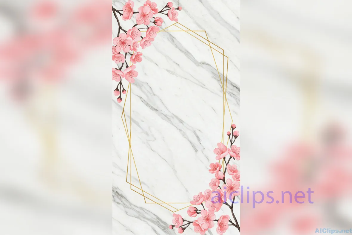 Elegant Floral Background with Marble Pattern