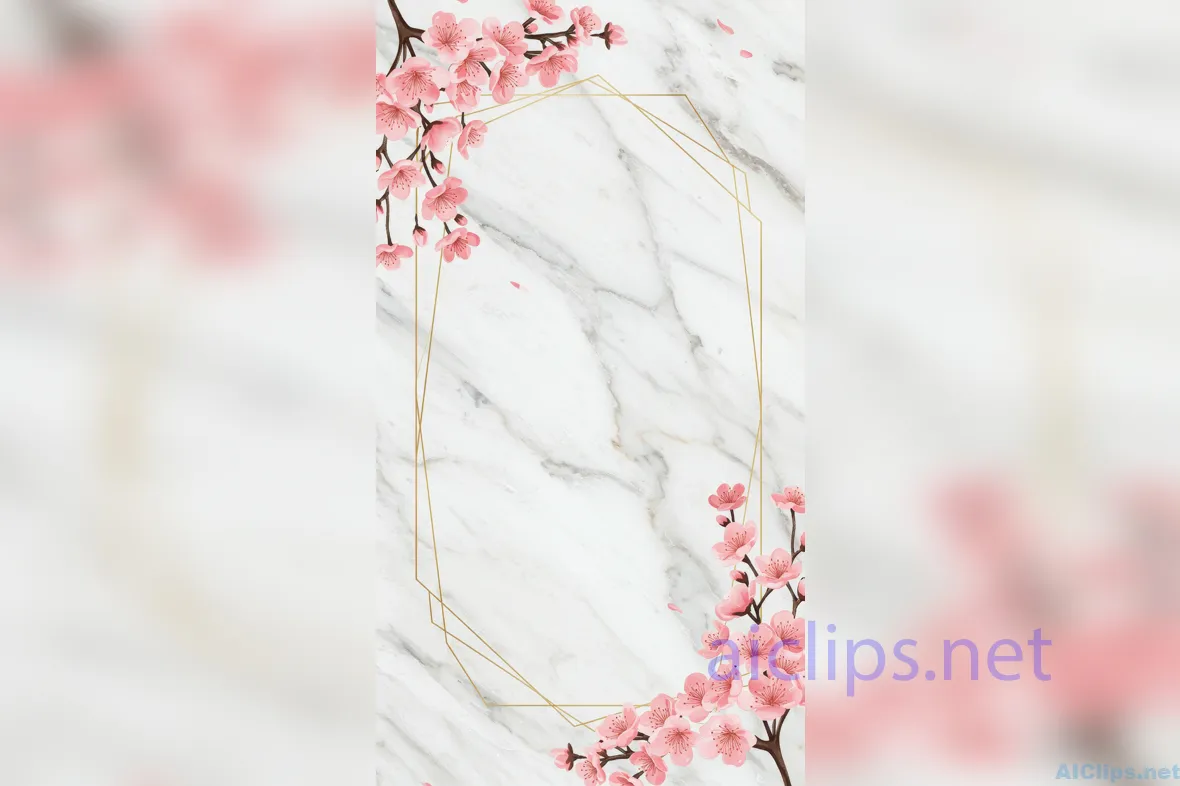 Elegant Cherry Blossom Marble Background Design