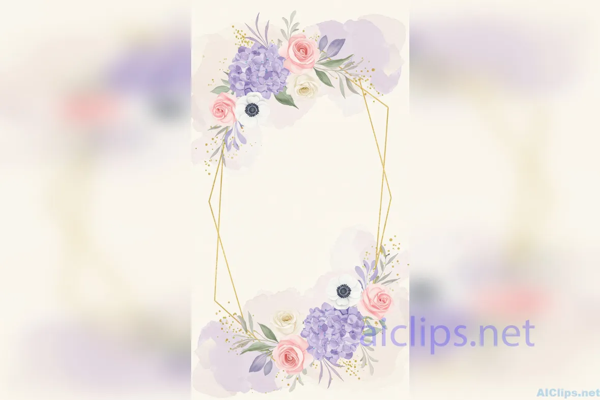 Elegant Floral Watercolor Frame for Invitations