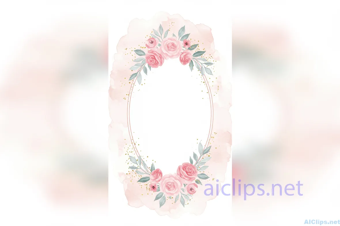 wedding Floral Watercolor Frame for Invitations 02