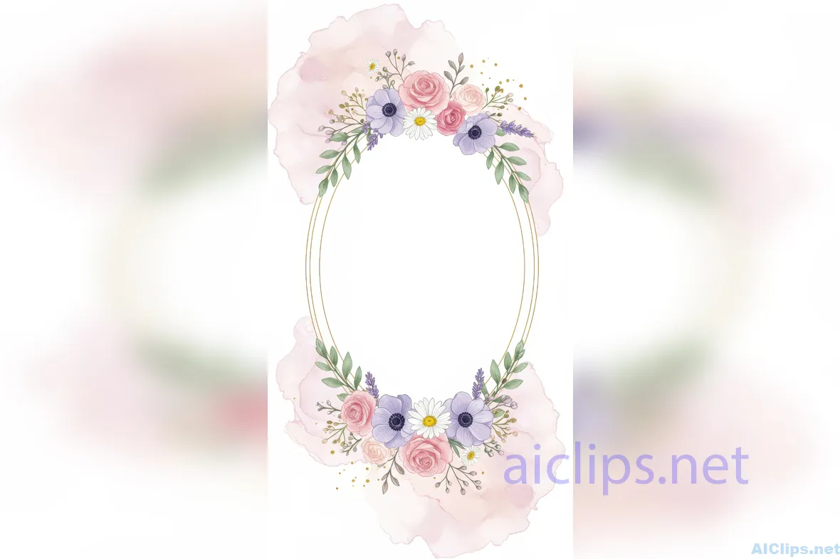 wedding Floral Watercolor Frame for Invitations