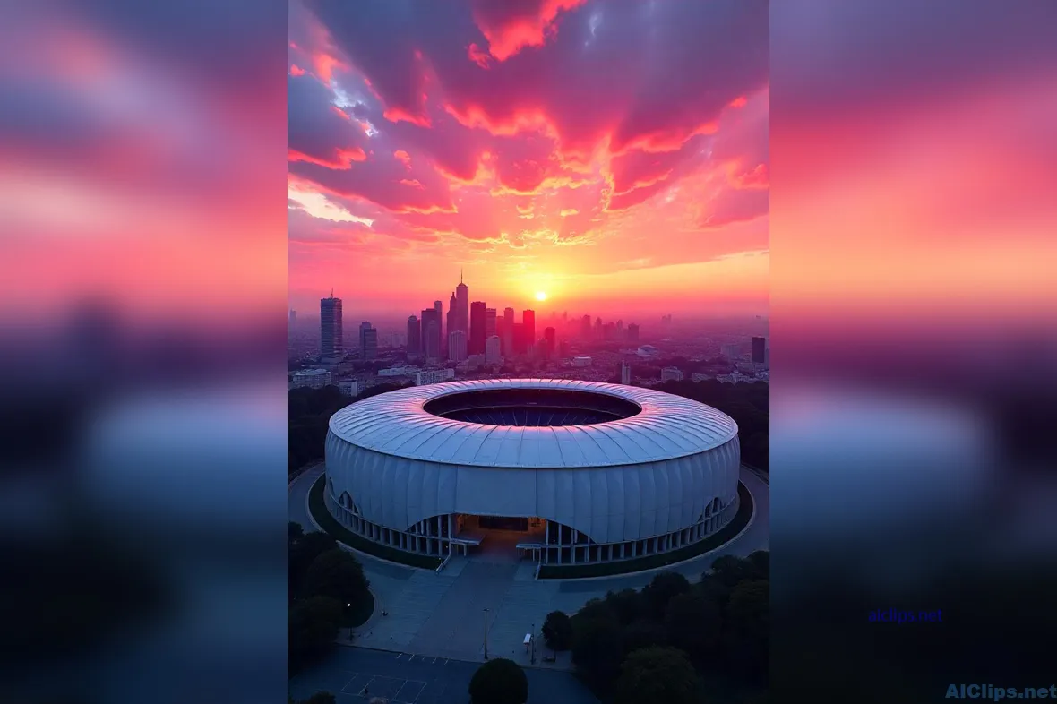 Stunning Sunset Over Modern Stadium