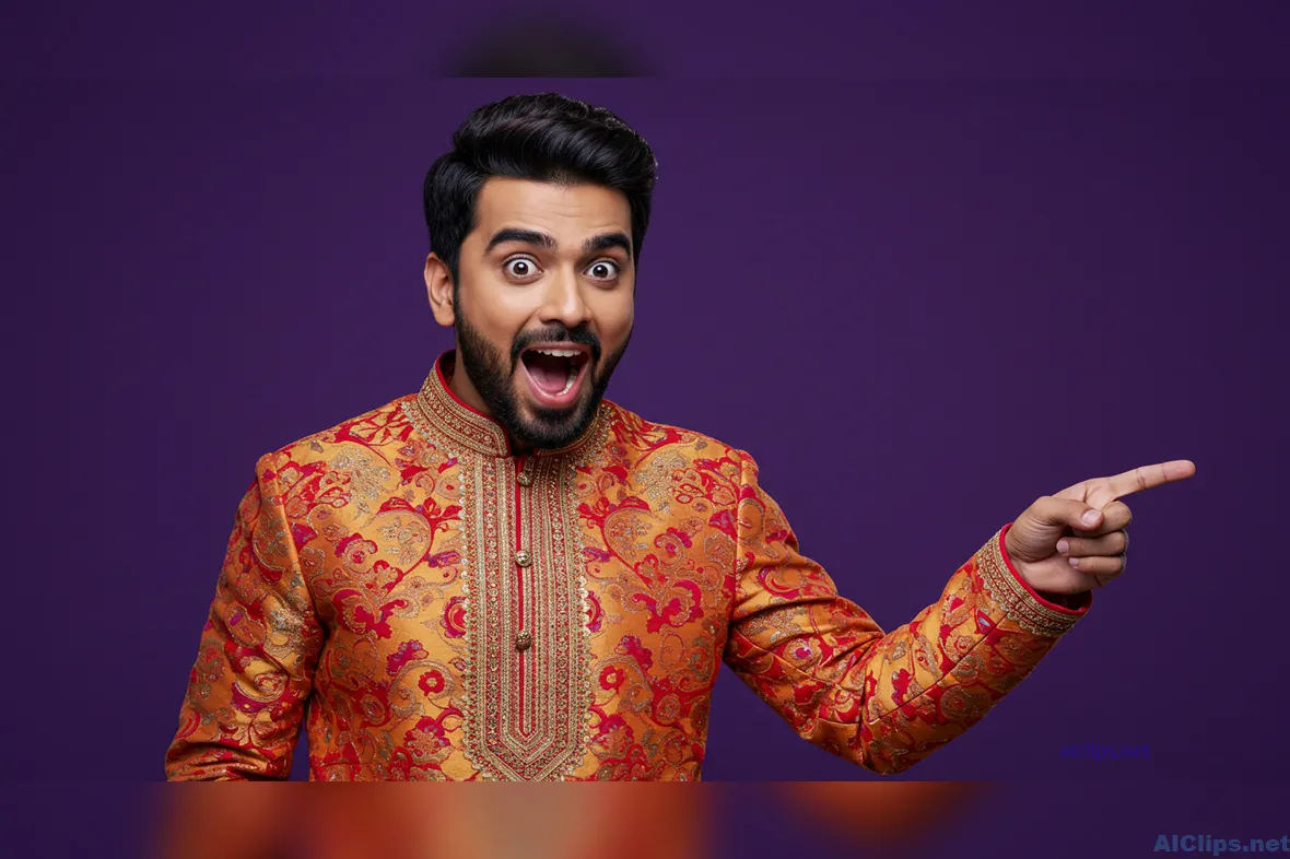 Vibrant Male Model in Traditional Attire for Marketing