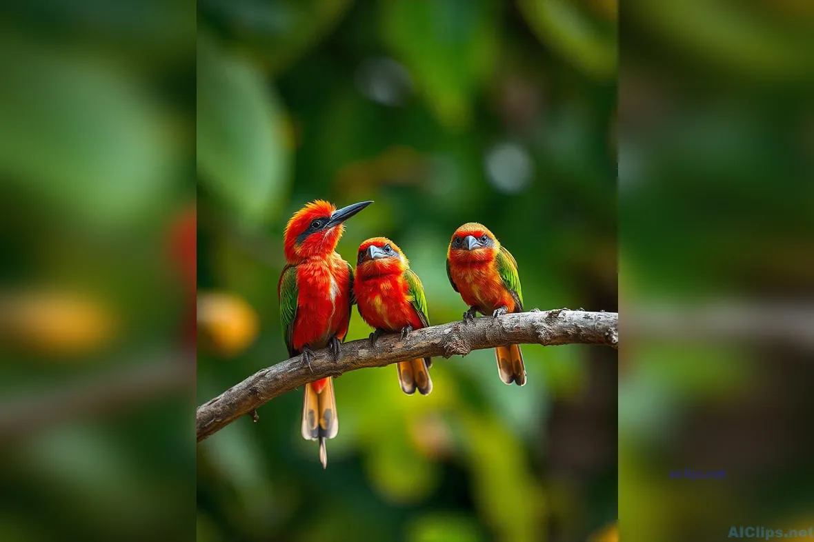 Stunning Tropical Birds Perched on a Branch
