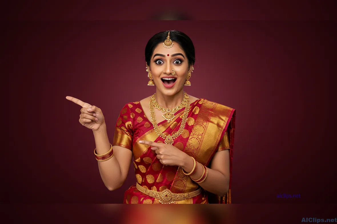 Festive Indian Woman in Traditional Attire