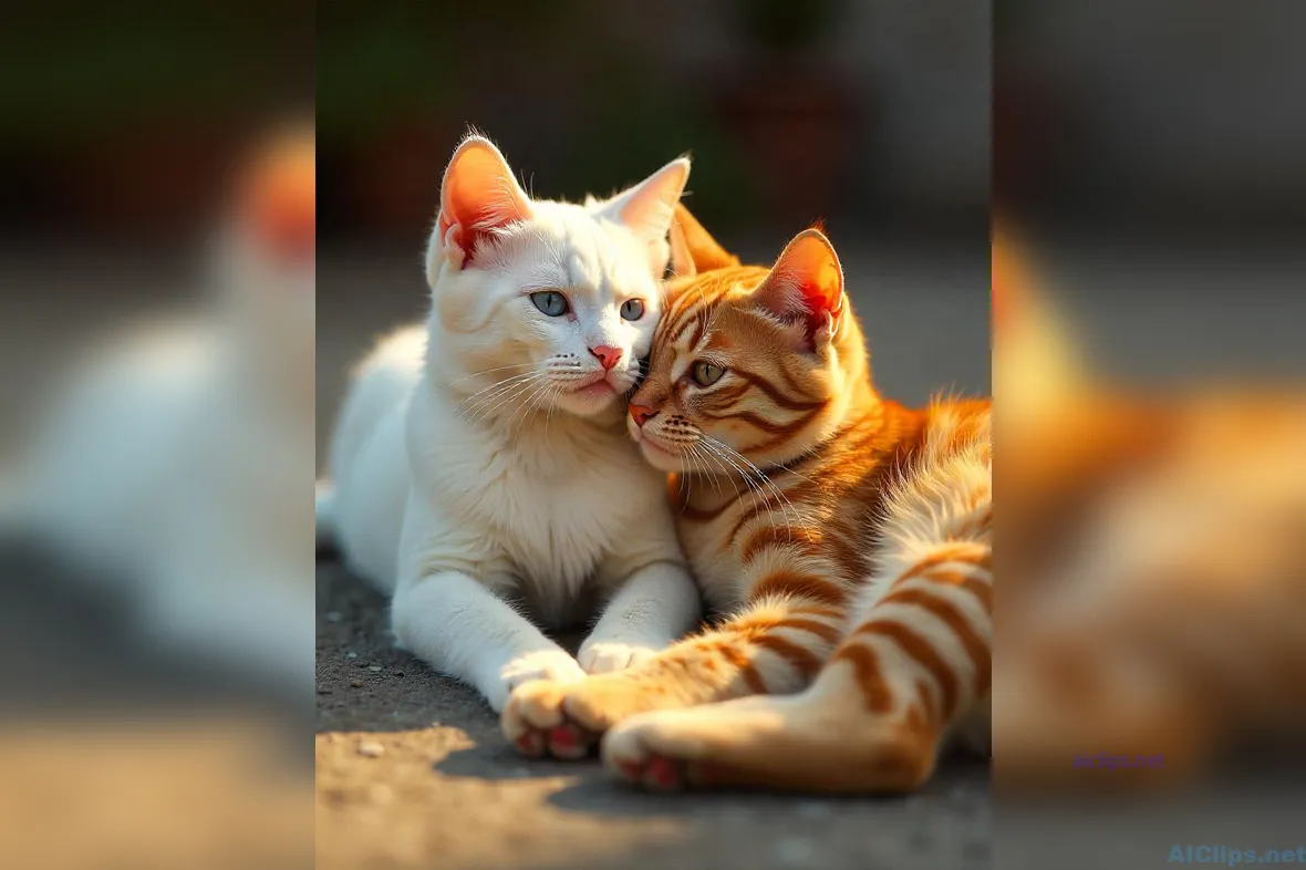 Adorable Cats in Cozy Companionship