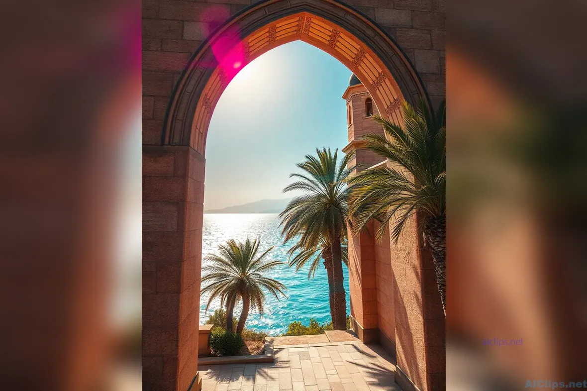 Stunning Ocean View Through Archway: A Scenic Escape