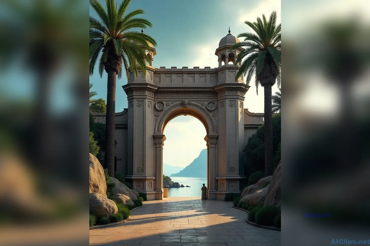 Majestic Archway Overlooking Serene Waters
