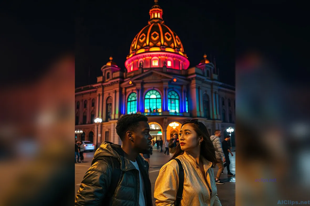 Romantic Nightscape: City Life at Twilight