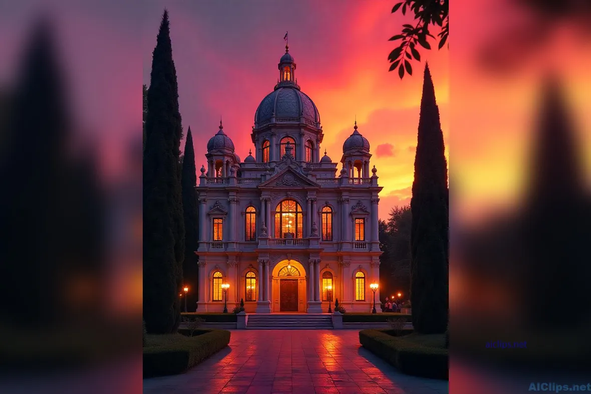 Stunning Sunset Over Architectural Gem