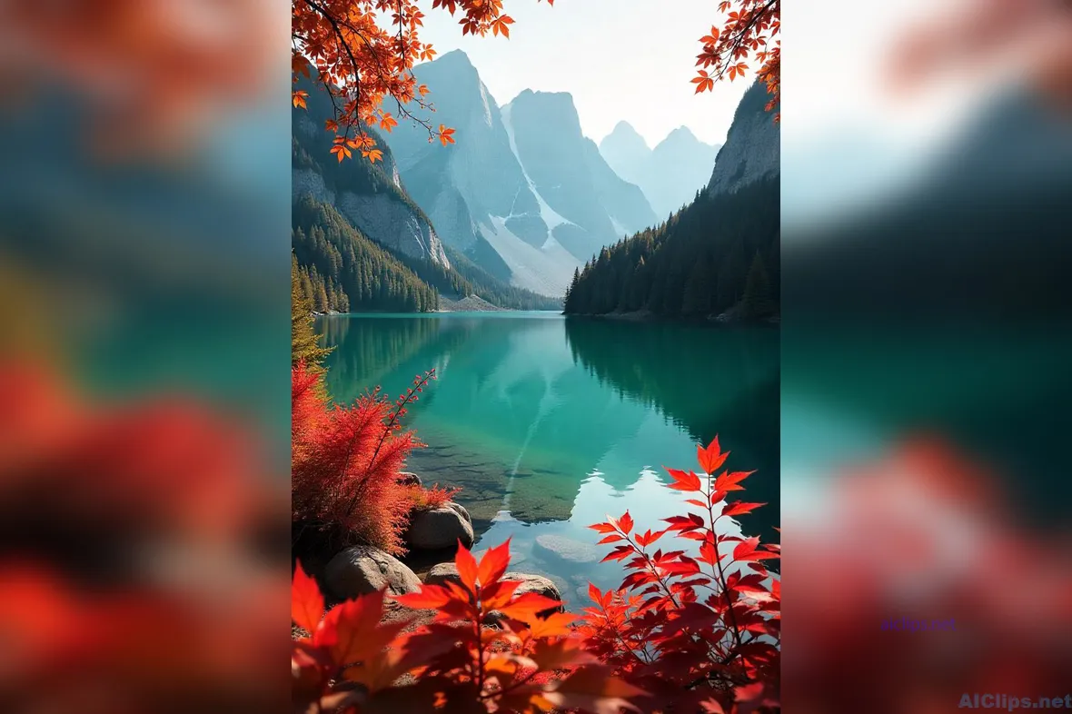 Serene Autumn Lake with Majestic Mountain View