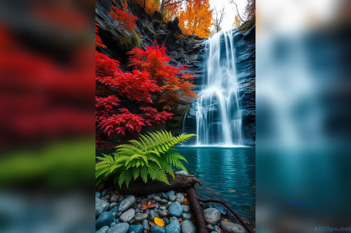 Stunning Autumn Waterfall Landscape Photography