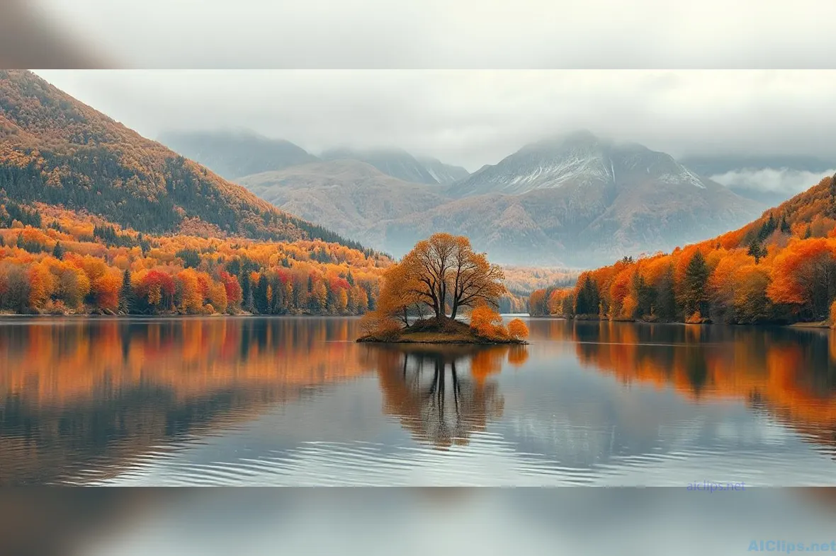 Breathtaking Autumn Landscape with Reflective Waters
