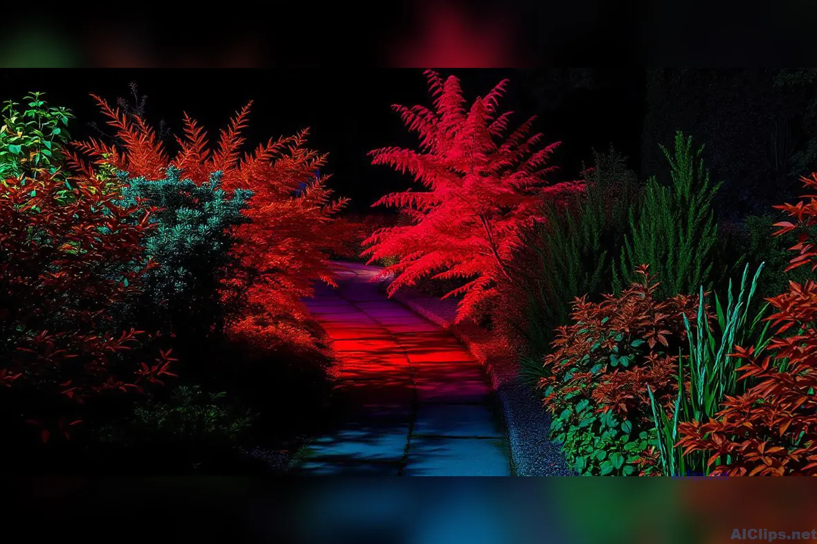 Vibrant Night Garden: Colorful Landscape Photography