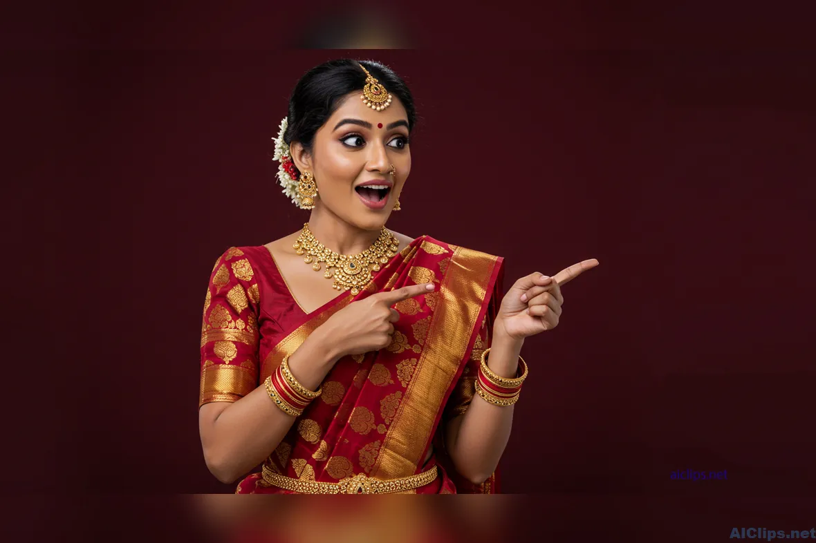 Vibrant Traditional Indian Woman in Saree ‚Äì Commercial Use