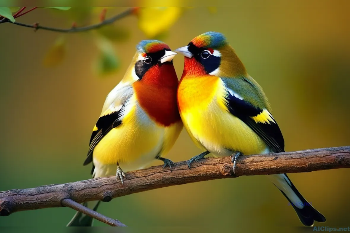 Vibrant Lovebirds on a Branch - Nature's Beauty