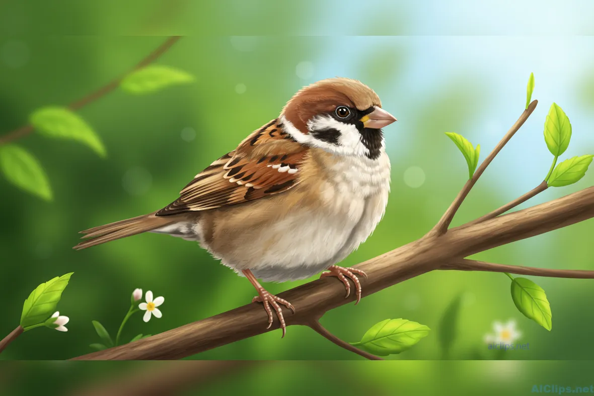 Vibrant Sparrow Illustration for Professional Use