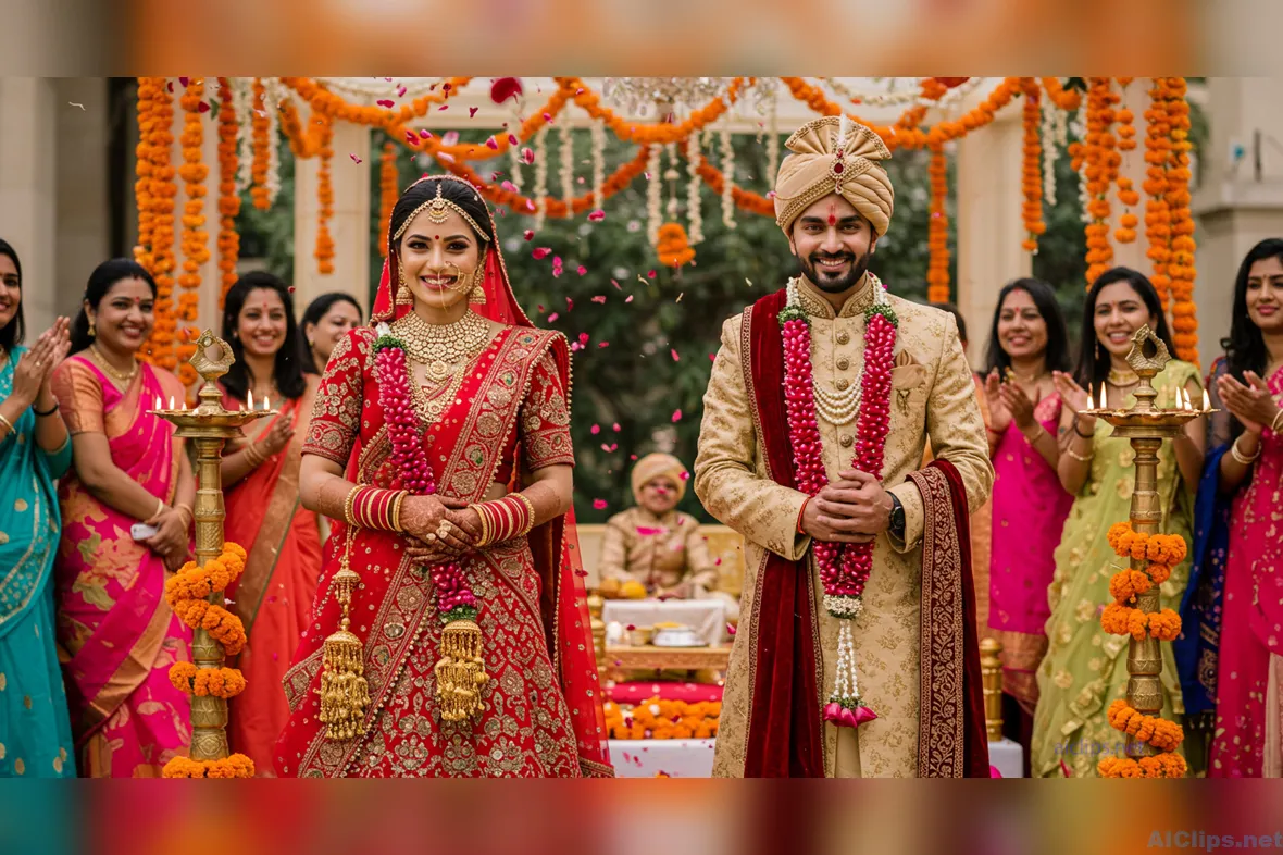 Joyful Indian Wedding Ceremony Celebration