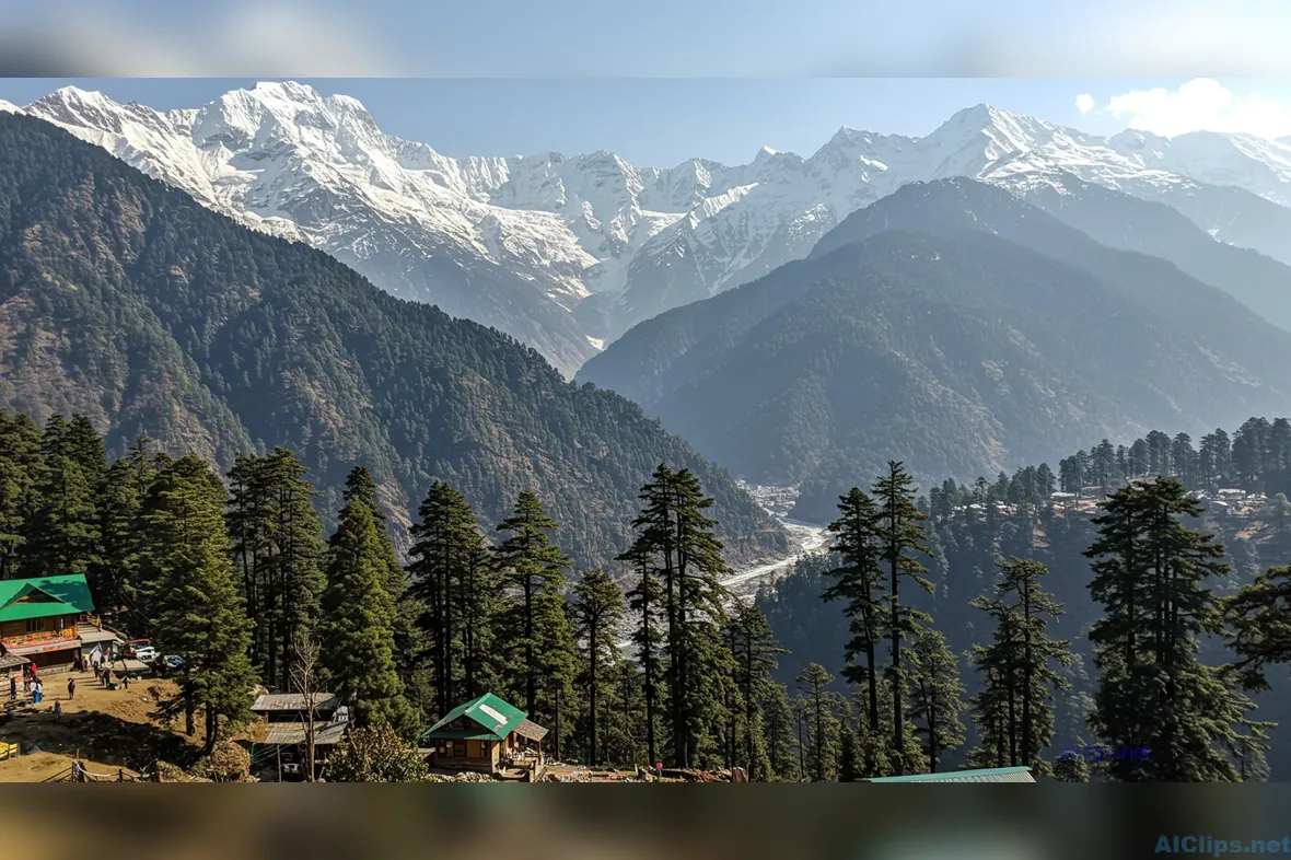 Stunning Himalayan Landscape with Lush Pine Forests