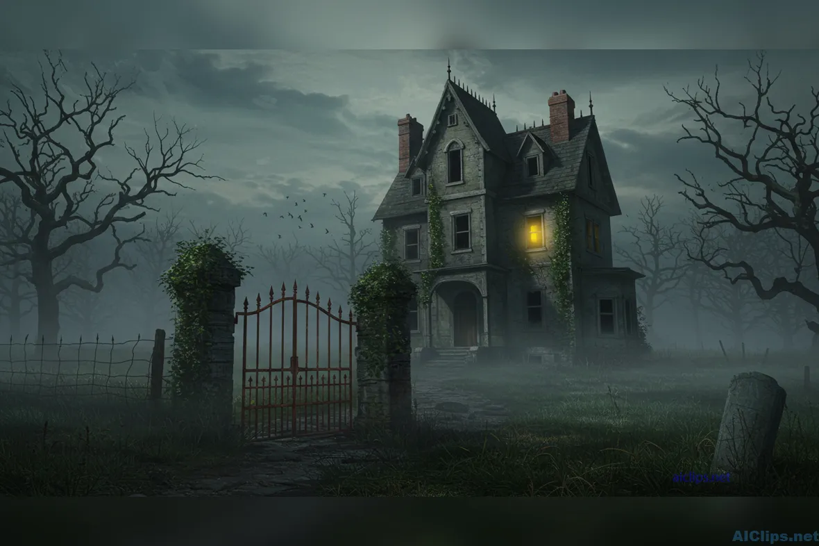 Haunting Vintage House with Atmospheric Fog
